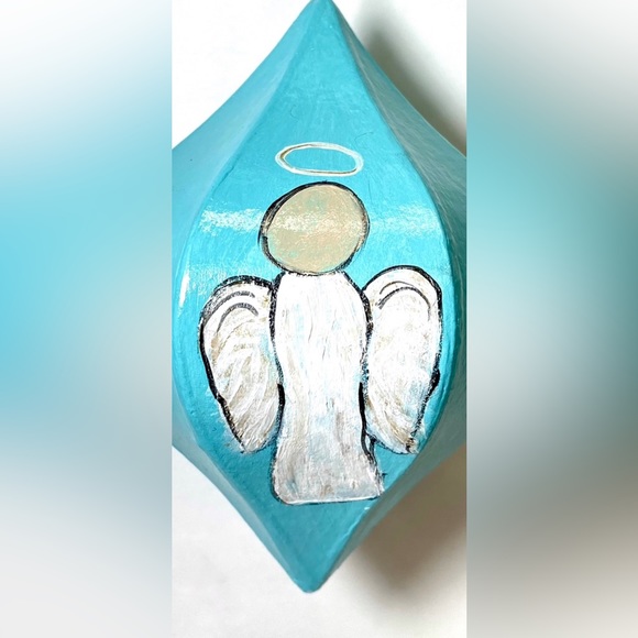 ORIGINAL Hand Painted Angel Folk Art 6 Sided Paper Mache Christmas Ornament - Picture 5 of 10
